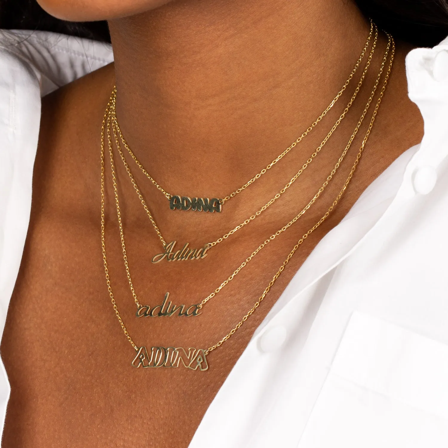 Flat Bubble Name Necklace