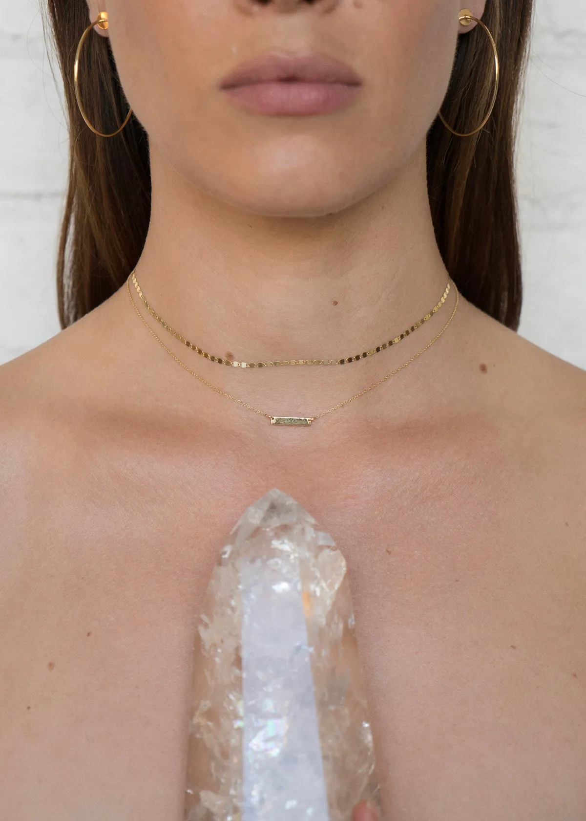 Flat Oval Disc Chain Necklace & Bracelet