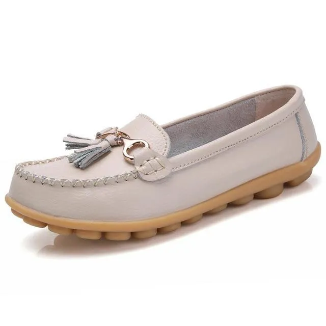 Flat shoes woman tassel fringe solid color loafers