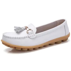 Flat shoes woman tassel fringe solid color loafers