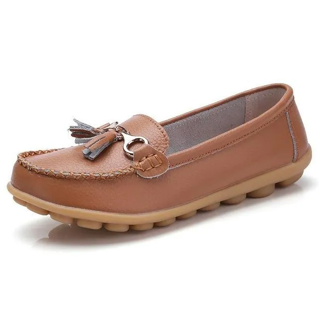 Flat shoes woman tassel fringe solid color loafers