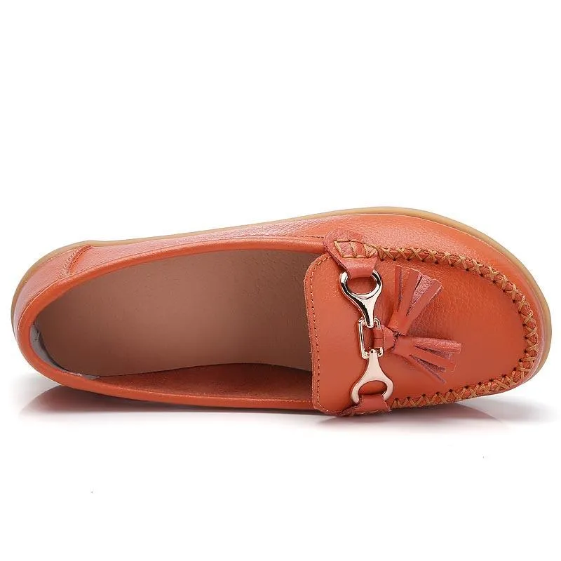 Flat shoes woman tassel fringe solid color loafers