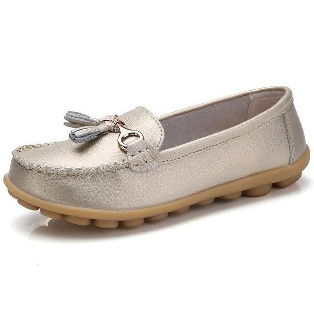 Flat shoes woman tassel fringe solid color loafers