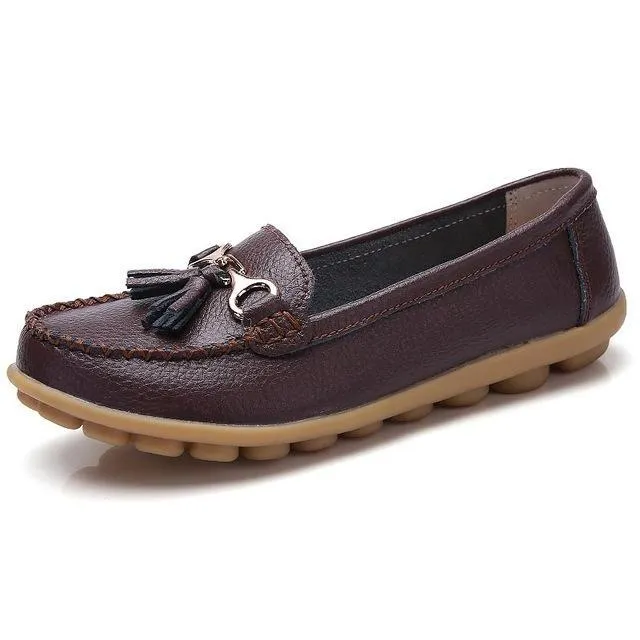 Flat shoes woman tassel fringe solid color loafers
