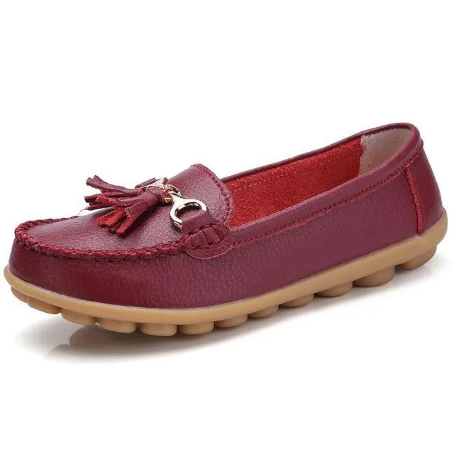 Flat shoes woman tassel fringe solid color loafers