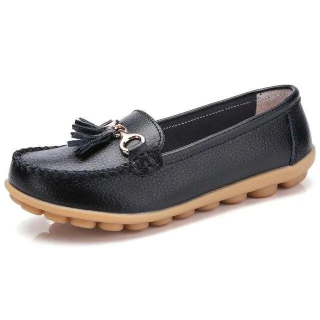 Flat shoes woman tassel fringe solid color loafers