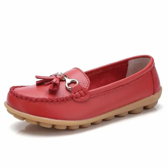 Flat shoes woman tassel fringe solid color loafers