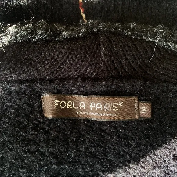 Forla Paris Size M Ruffled Knit Applique Cardigan