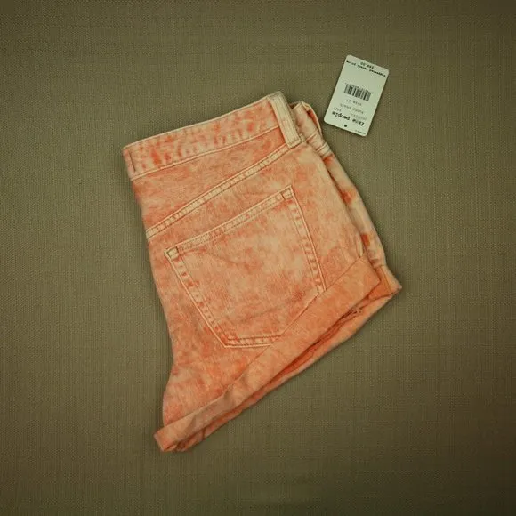 Free People Romeo Rolled Cuff Cut Off Denim Shorts Women's Sz 27 Sunny Peach NWT