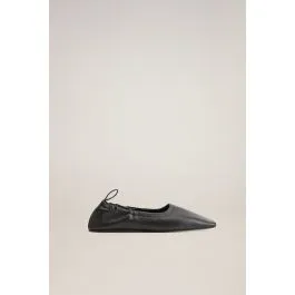 Gathered Leather Ballerina