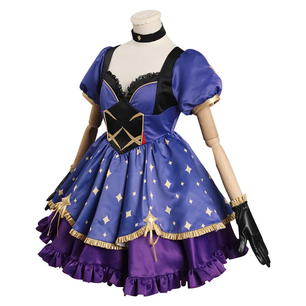 Genshin Impact Mona Cosplay Costume Witch Dress Outfits Halloween Carnival Suit