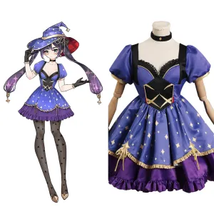 Genshin Impact Mona Cosplay Costume Witch Dress Outfits Halloween Carnival Suit