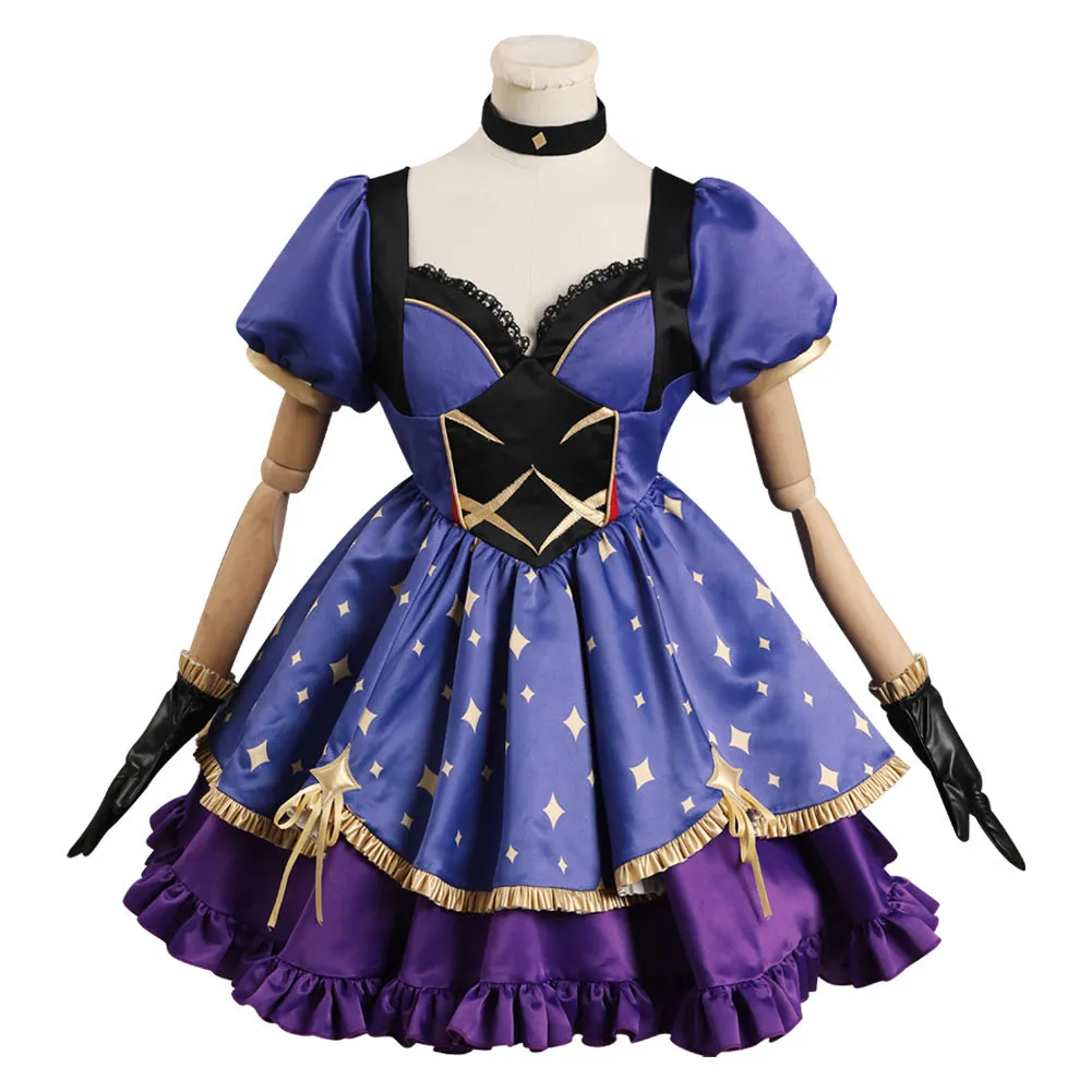 Genshin Impact Mona Cosplay Costume Witch Dress Outfits Halloween Carnival Suit