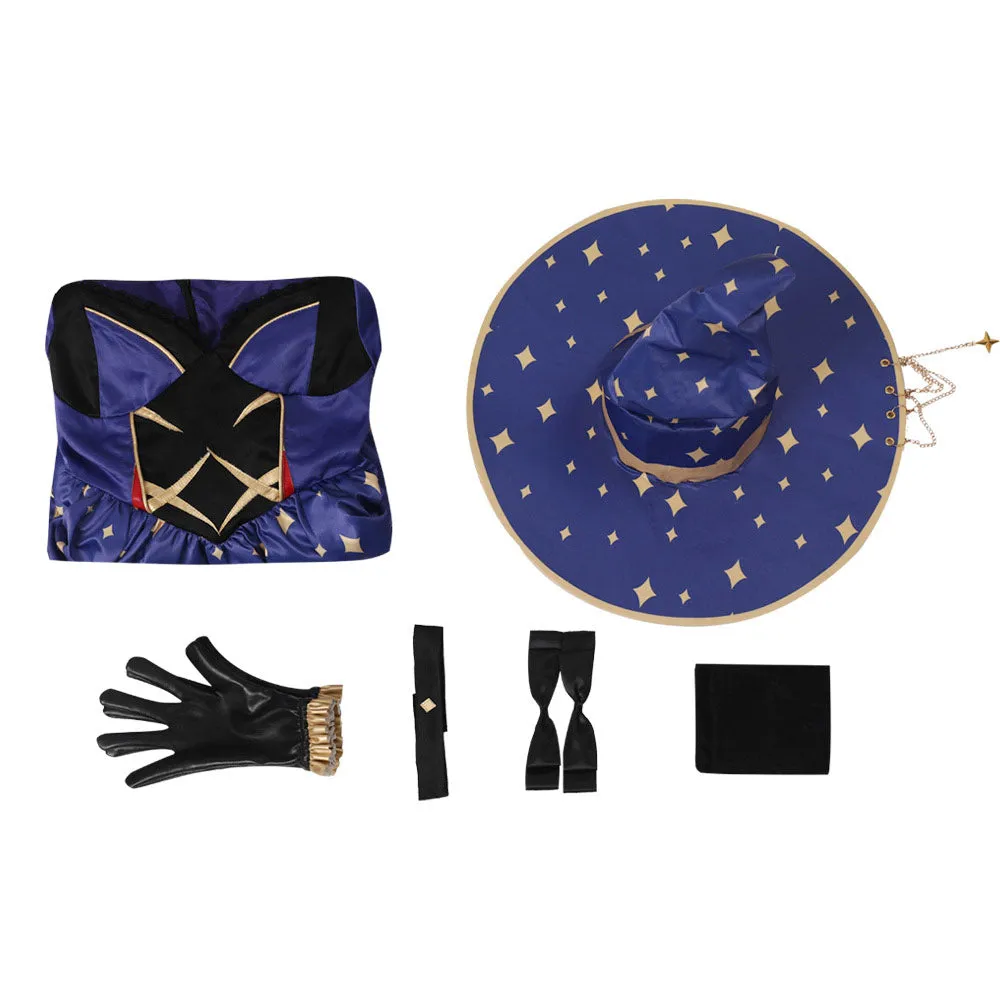 Genshin Impact Mona Cosplay Costume Witch Dress Outfits Halloween Carnival Suit