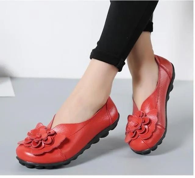 Genuine Leather Flat Shoes large size Loafers leisure shoe