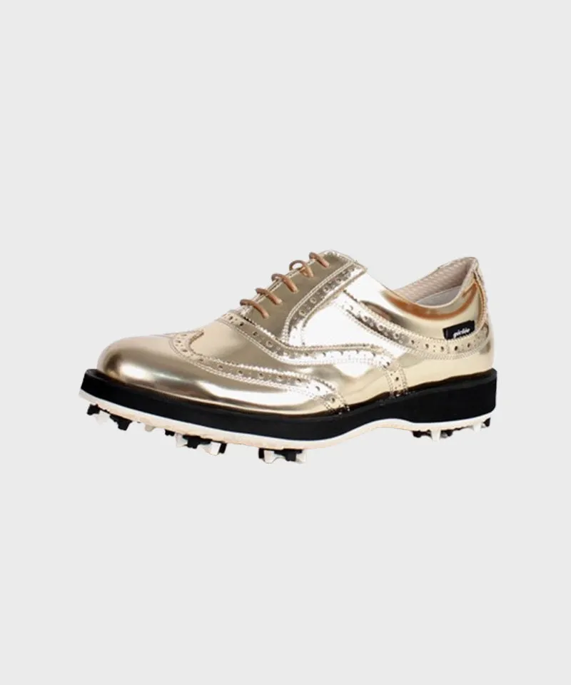 Giclee Unisex No.21 Premium Leather Golf Shoes - Gold