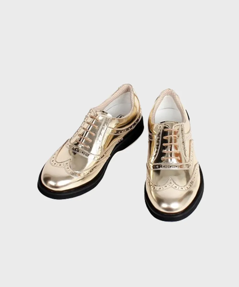 Giclee Unisex No.21 Premium Leather Golf Shoes - Gold