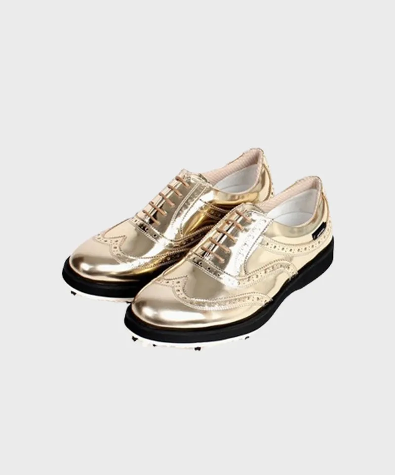Giclee Unisex No.21 Premium Leather Golf Shoes - Gold