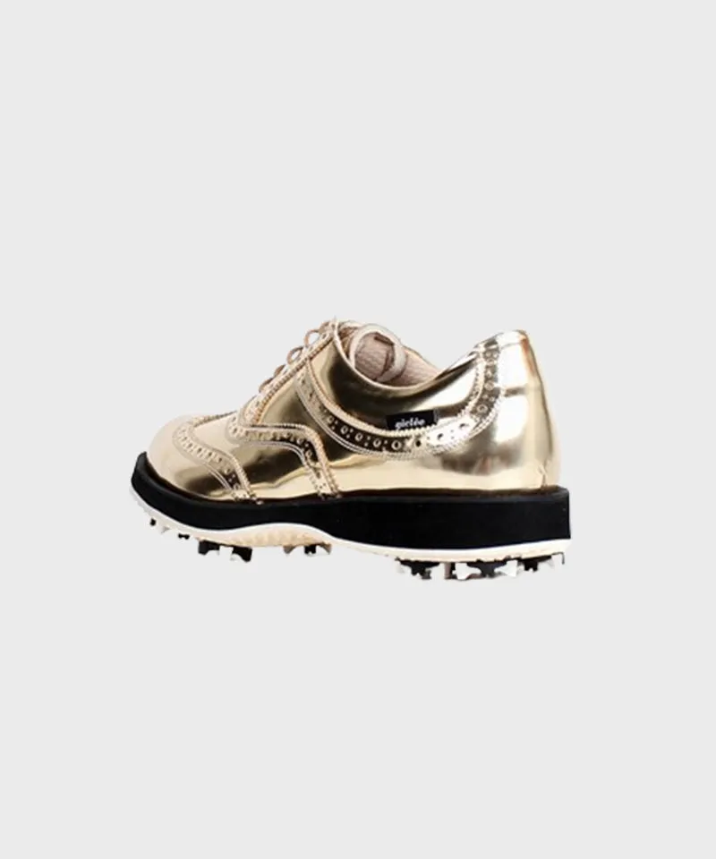Giclee Unisex No.21 Premium Leather Golf Shoes - Gold