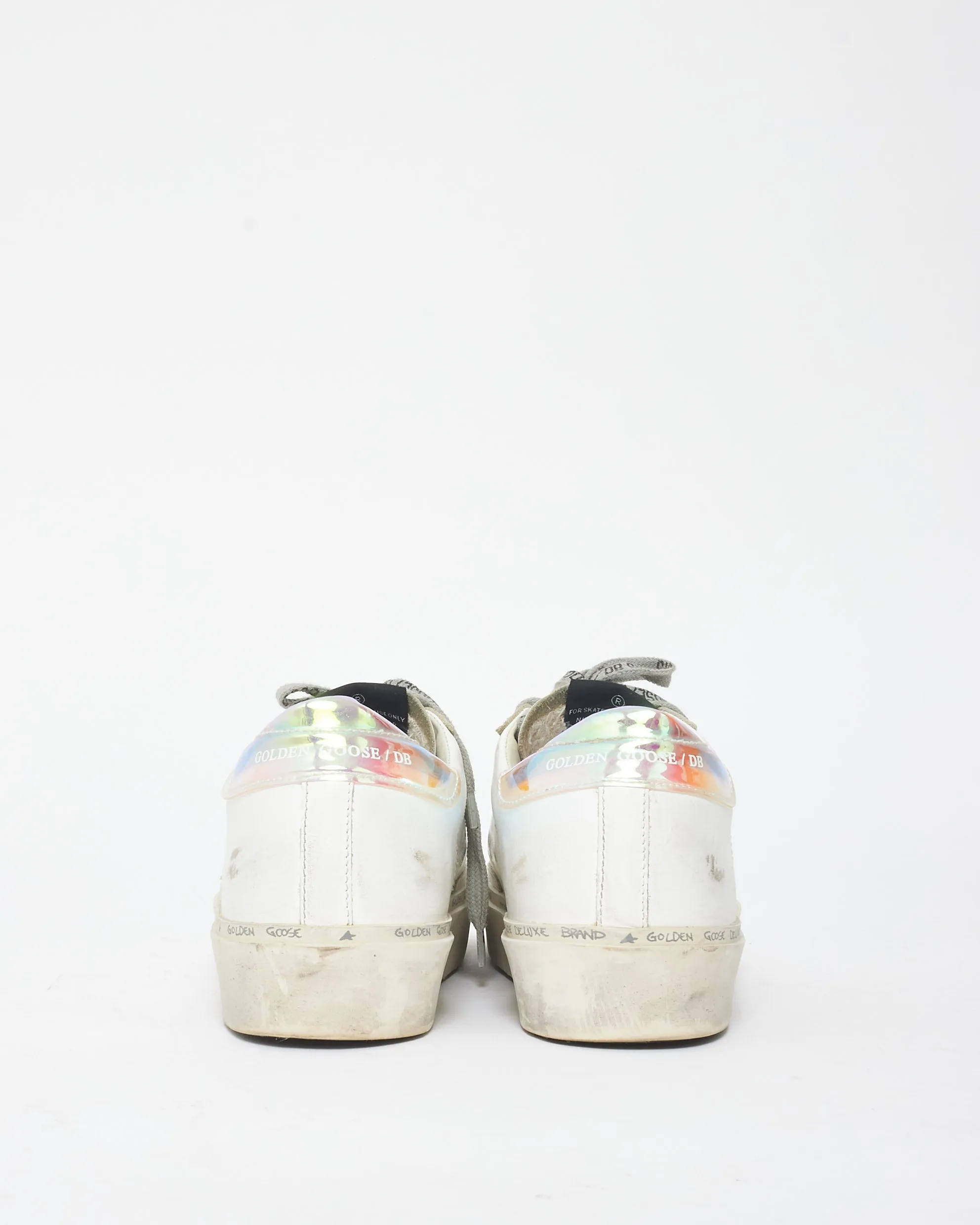 Golden Goose White Leather & Holographic Hi Star Sneaker - 36