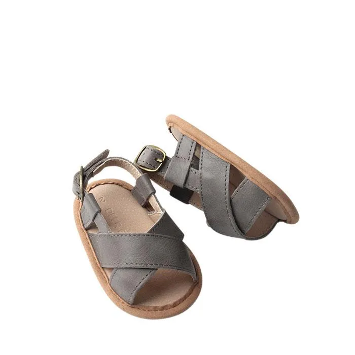 Gray - Cross Sandal - US Size 2-4 - Soft Sole