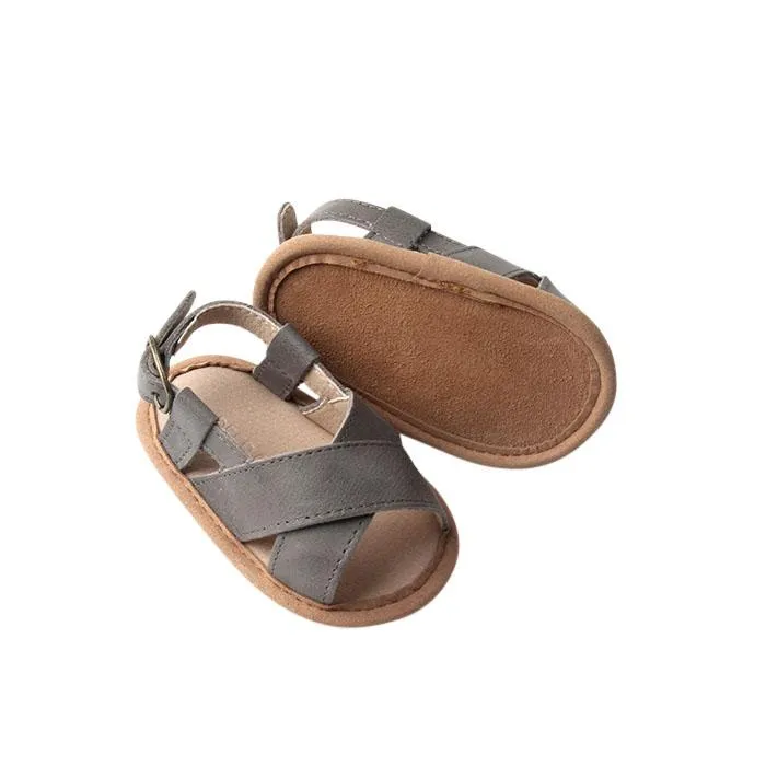 Gray - Cross Sandal - US Size 2-4 - Soft Sole