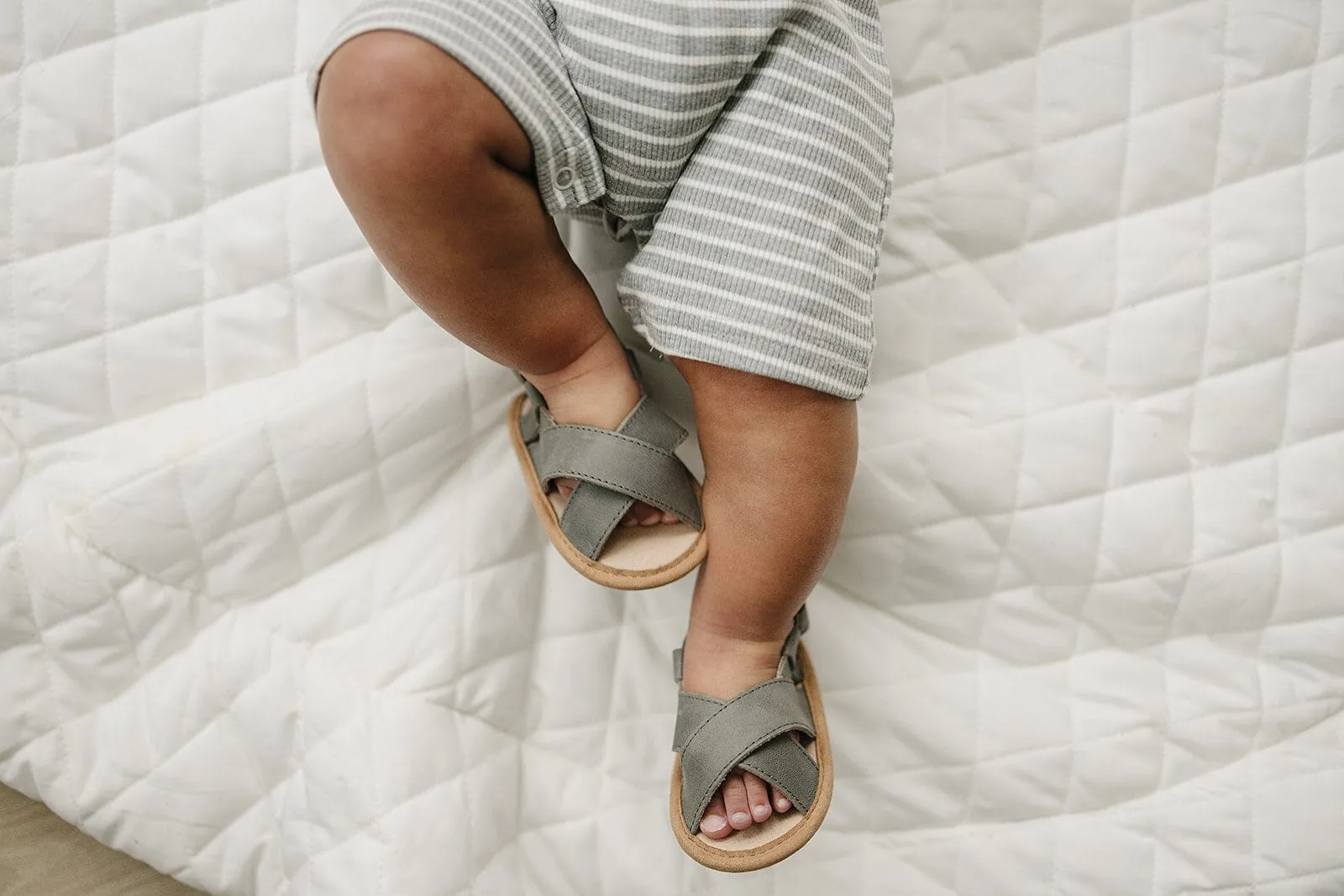 Gray - Cross Sandal - US Size 2-4 - Soft Sole