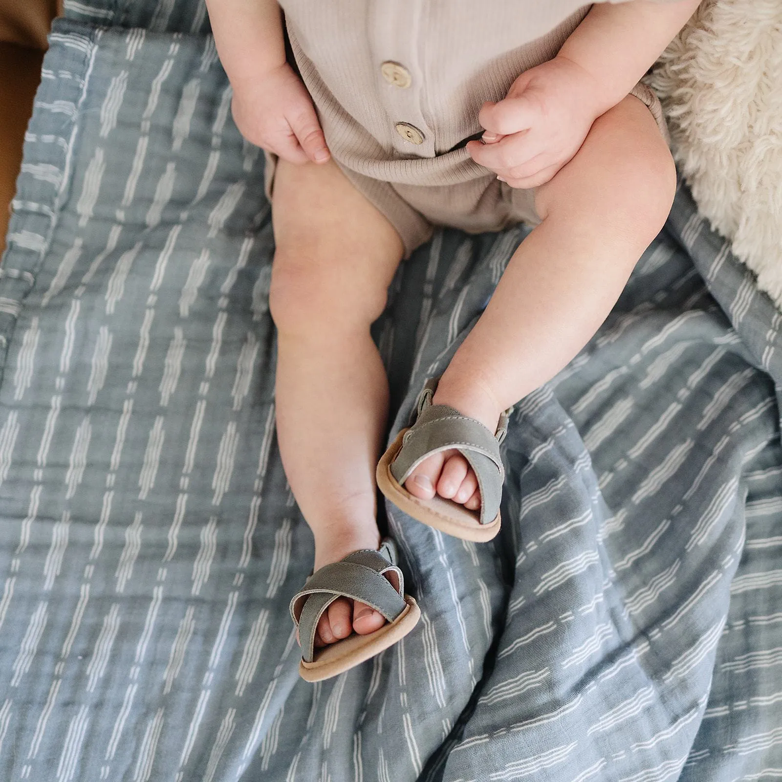 Gray - Cross Sandal - US Size 2-4 - Soft Sole