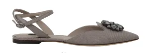 Gray Leather Iguana Crystal Sandal