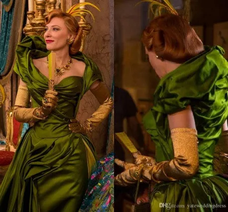 Green Cate Blanchett Dress Off Shoulder Prom Formal Evening Dress