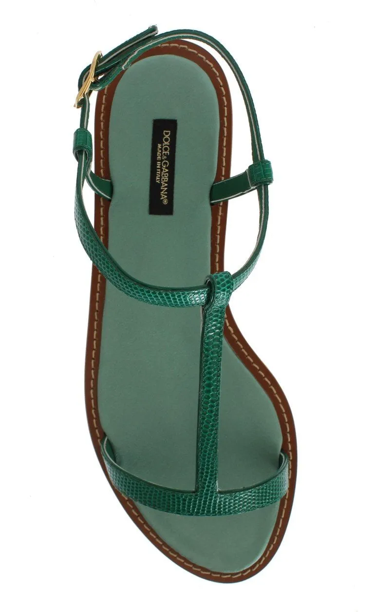 Green Lizard Skin Leather Sandal Shoes
