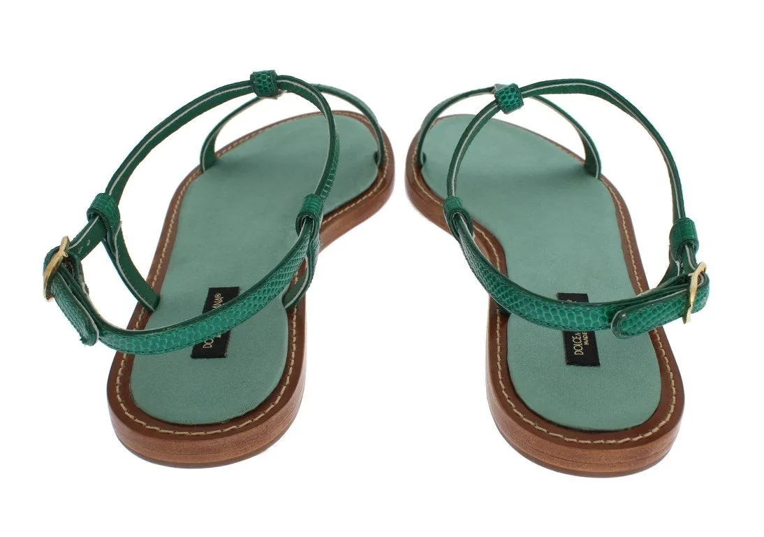 Green Lizard Skin Leather Sandal Shoes