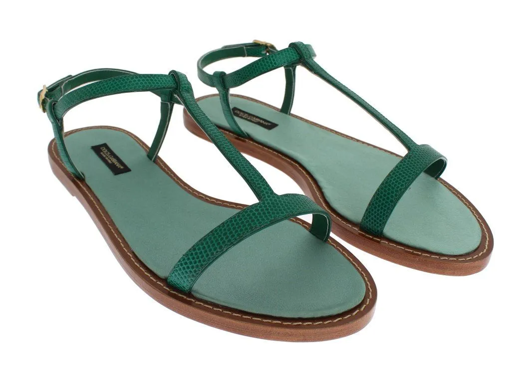 Green Lizard Skin Leather Sandal Shoes