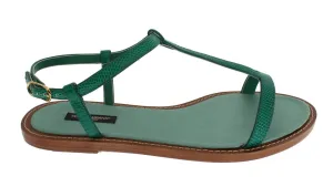 Green Lizard Skin Leather Sandal Shoes
