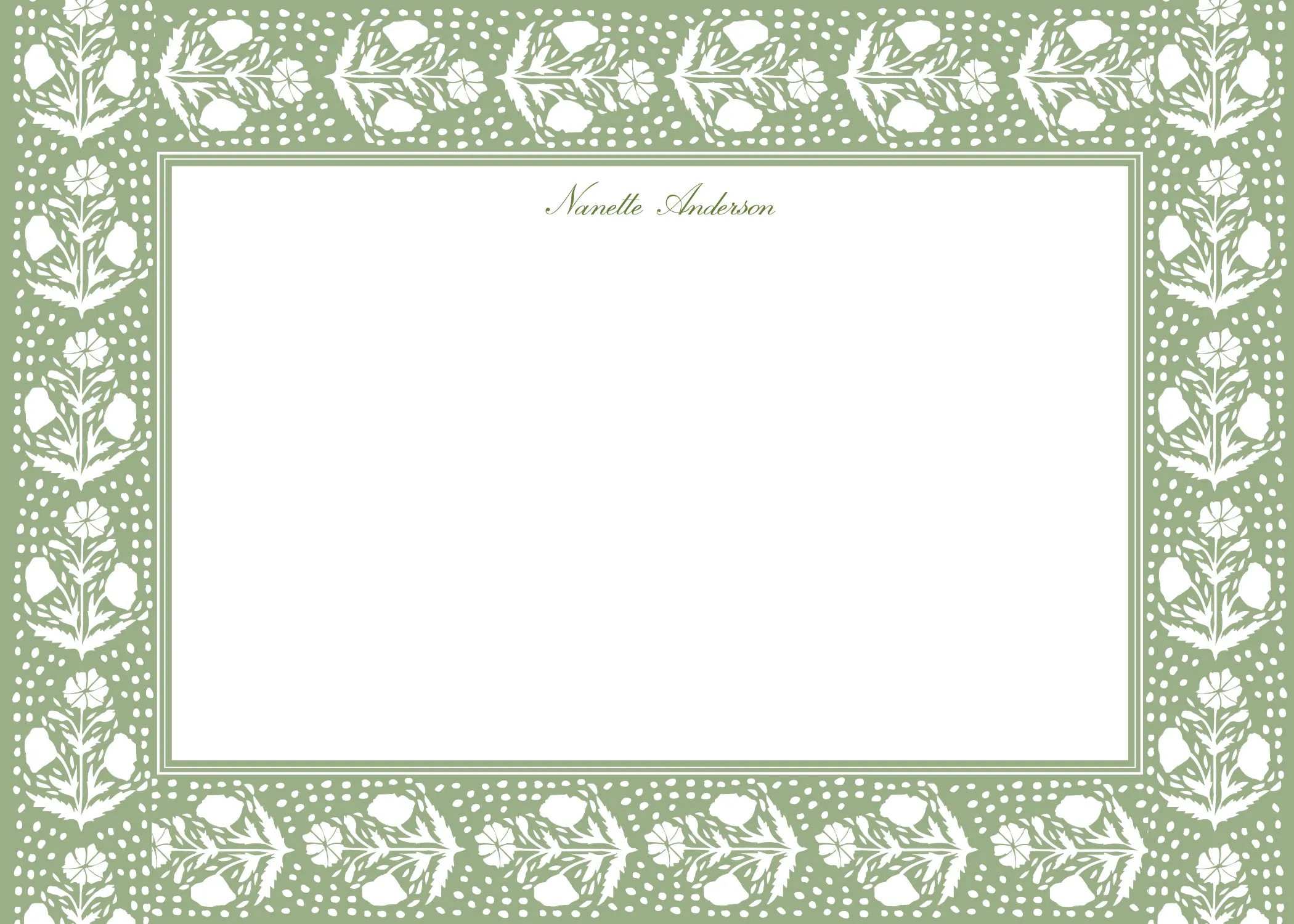 Green Scallop Flower Stationery