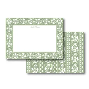 Green Scallop Flower Stationery