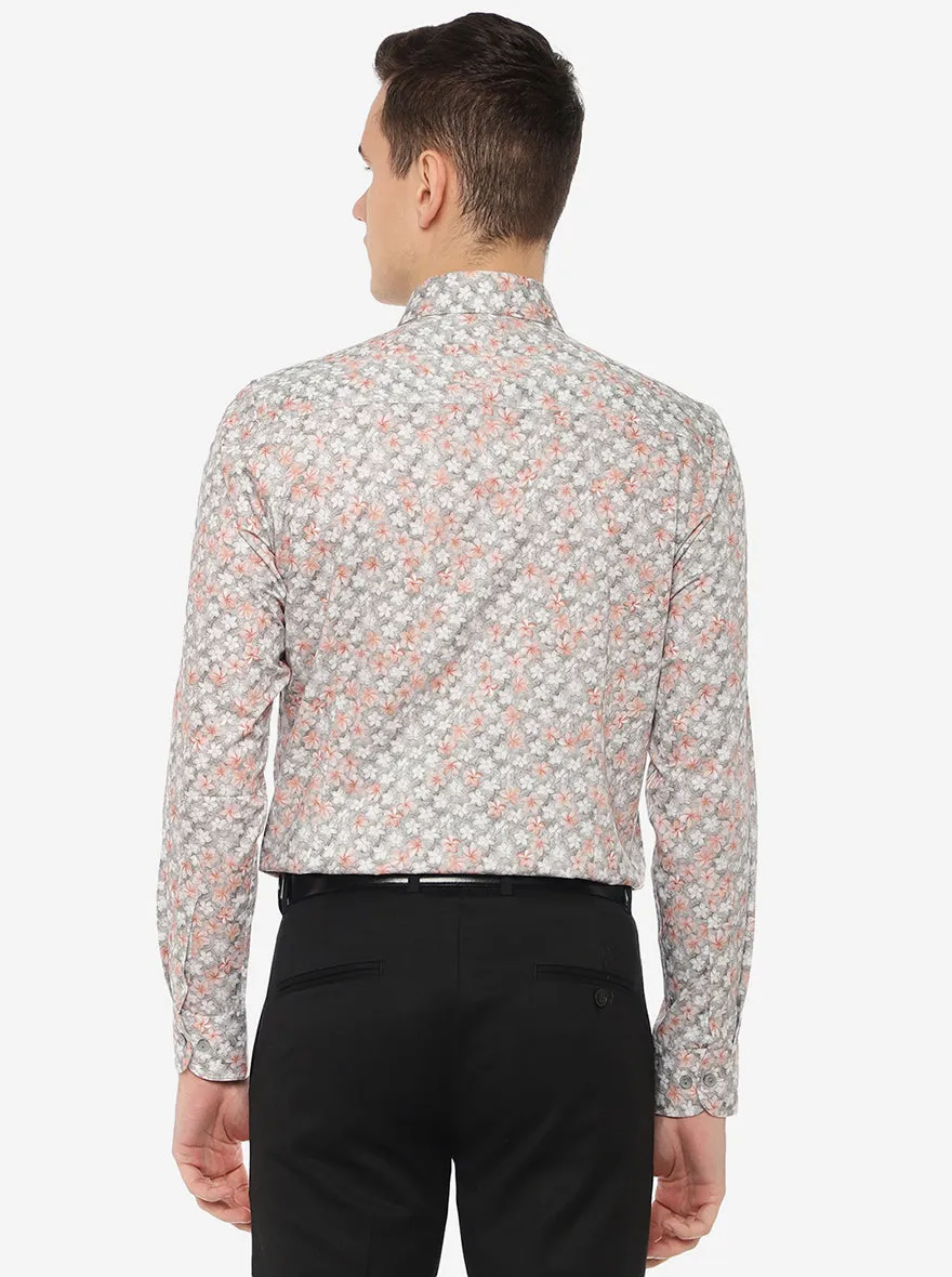 Grey Printed Slim Fit Party Wear Shirt | Wyre