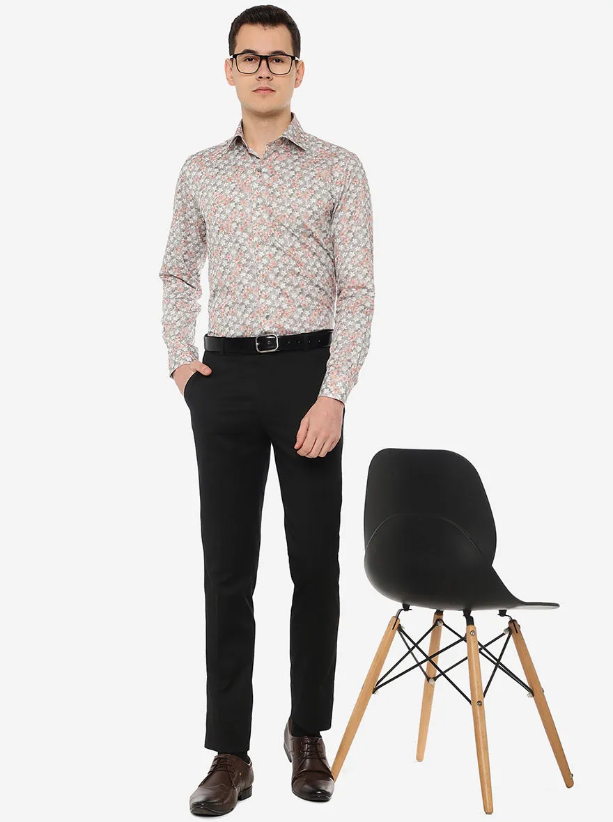 Grey Printed Slim Fit Party Wear Shirt | Wyre