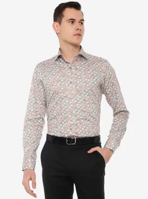 Grey Printed Slim Fit Party Wear Shirt | Wyre