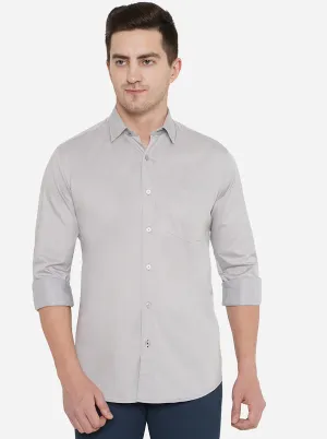 Grey Solid Slim Fit Casual Shirt | JadeBlue