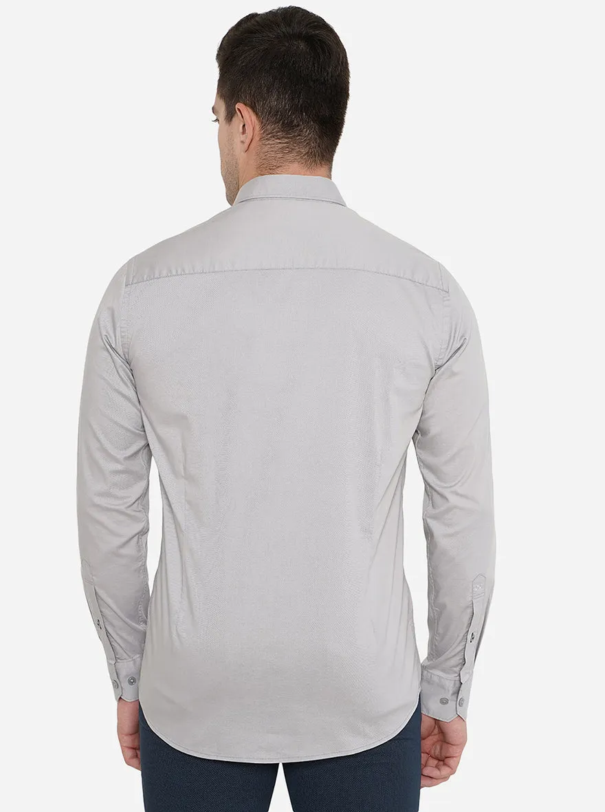 Grey Solid Slim Fit Casual Shirt | JadeBlue