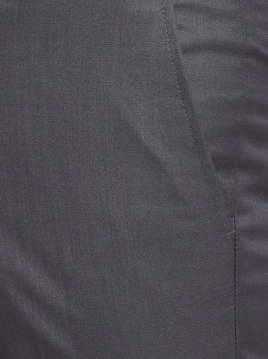 Grey Solid Slim Fit Formal Trouser | Greenfibre