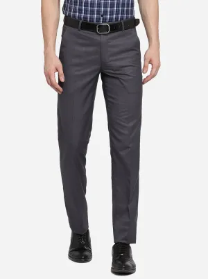 Grey Solid Slim Fit Formal Trouser | Greenfibre