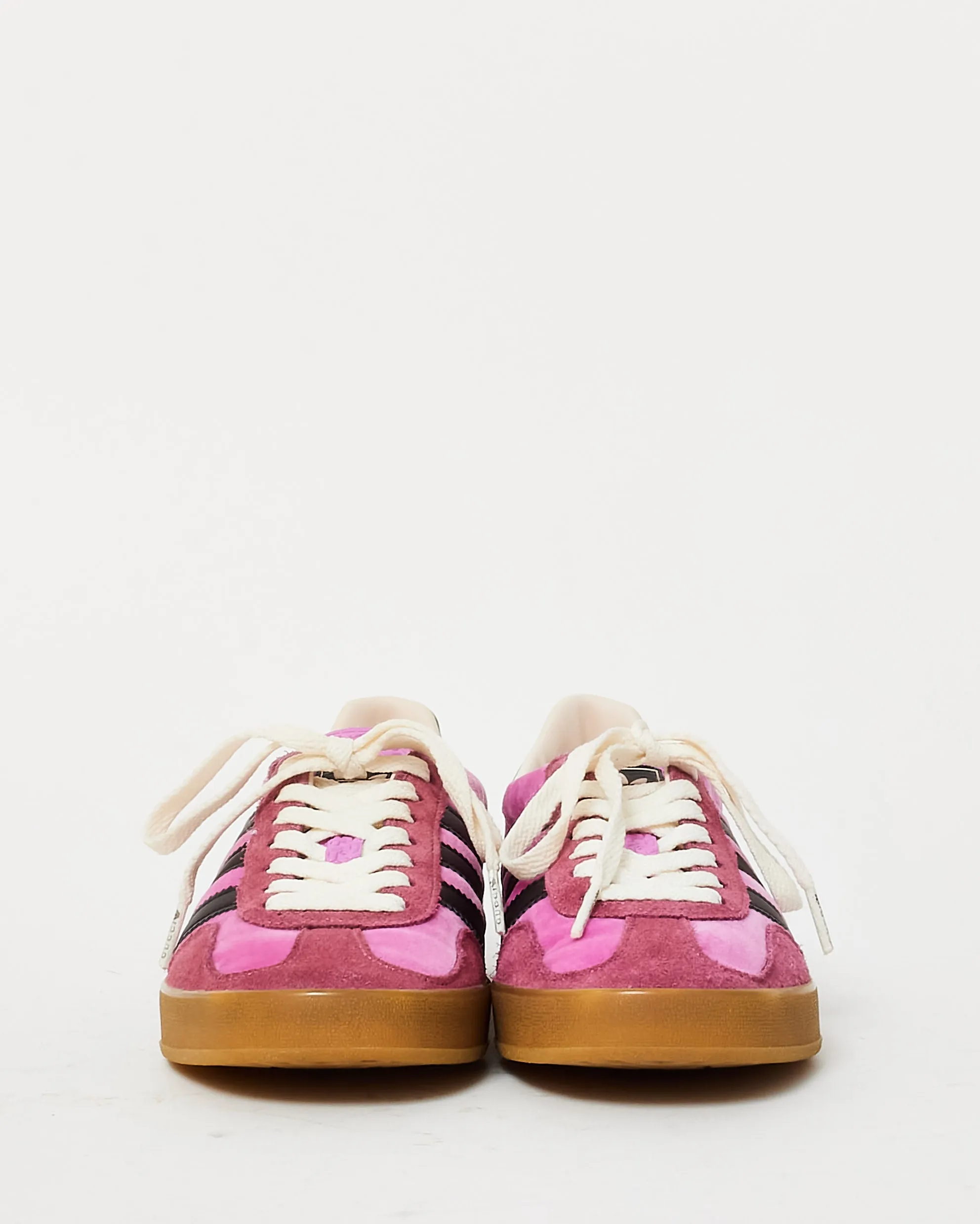 Gucci X Adidas Pink Velvet & Green Gazelle Sneakers - 5