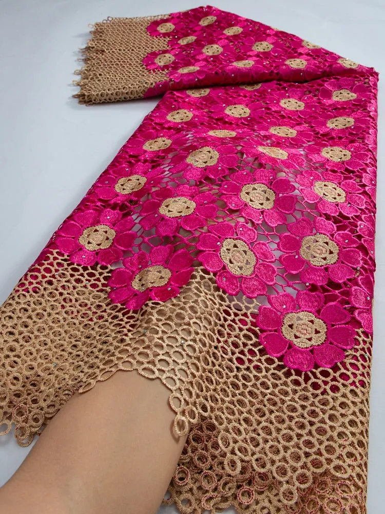 Guipure Cord Lace Fabric 2023 Latest African Lace Fabric High Quality Wedding Party Dress Material For Chic Dress Sew TY3282