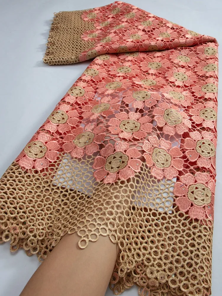 Guipure Cord Lace Fabric 2023 Latest African Lace Fabric High Quality Wedding Party Dress Material For Chic Dress Sew TY3282