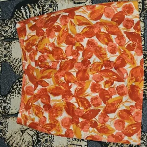 Halogen skirt cotton silk blend lined orange leaf abstract print new b26