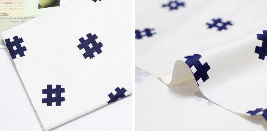 Hashtag Oxford Cotton Fabric - Navy, Gray or White - By the Yard 88688