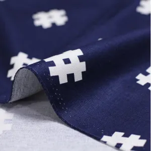 Hashtag Oxford Cotton Fabric - Navy, Gray or White - By the Yard 88688