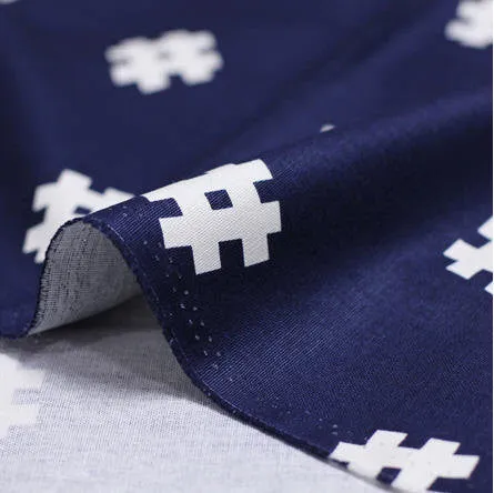 Hashtag Oxford Cotton Fabric - Navy, Gray or White - By the Yard 88688